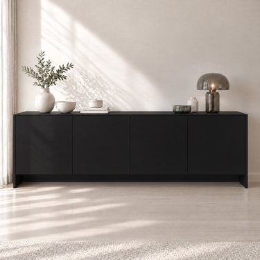 Black matte Silk interieurfolie op dressoir in woonkamer